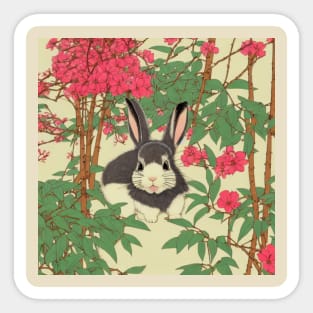 Grey Furball Frenzy in Springtime An American Mini Rex Rabbit Bunny Mom Sticker